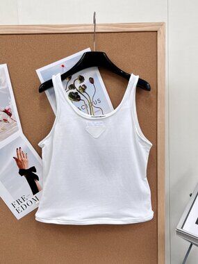 Prada Classic White Triangle Logo Tank Top
